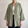 Kimono Eva Court en Lin vert sauge