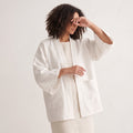 Kimono Eva Court en Lin blanc
