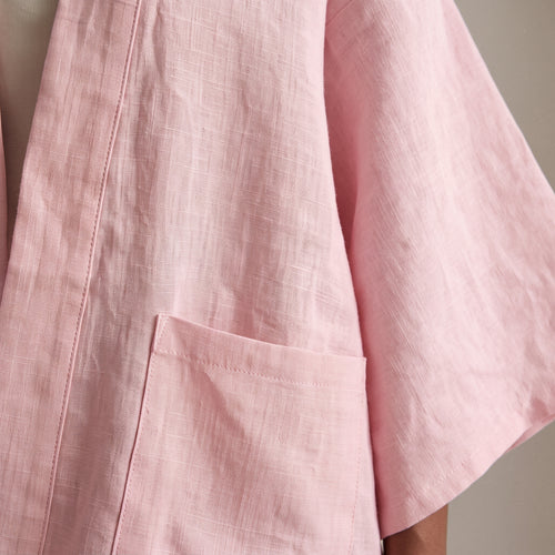 Kimono Eva Court en Lin baby pink