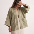 Kimono Eva Court en Lin vert sauge