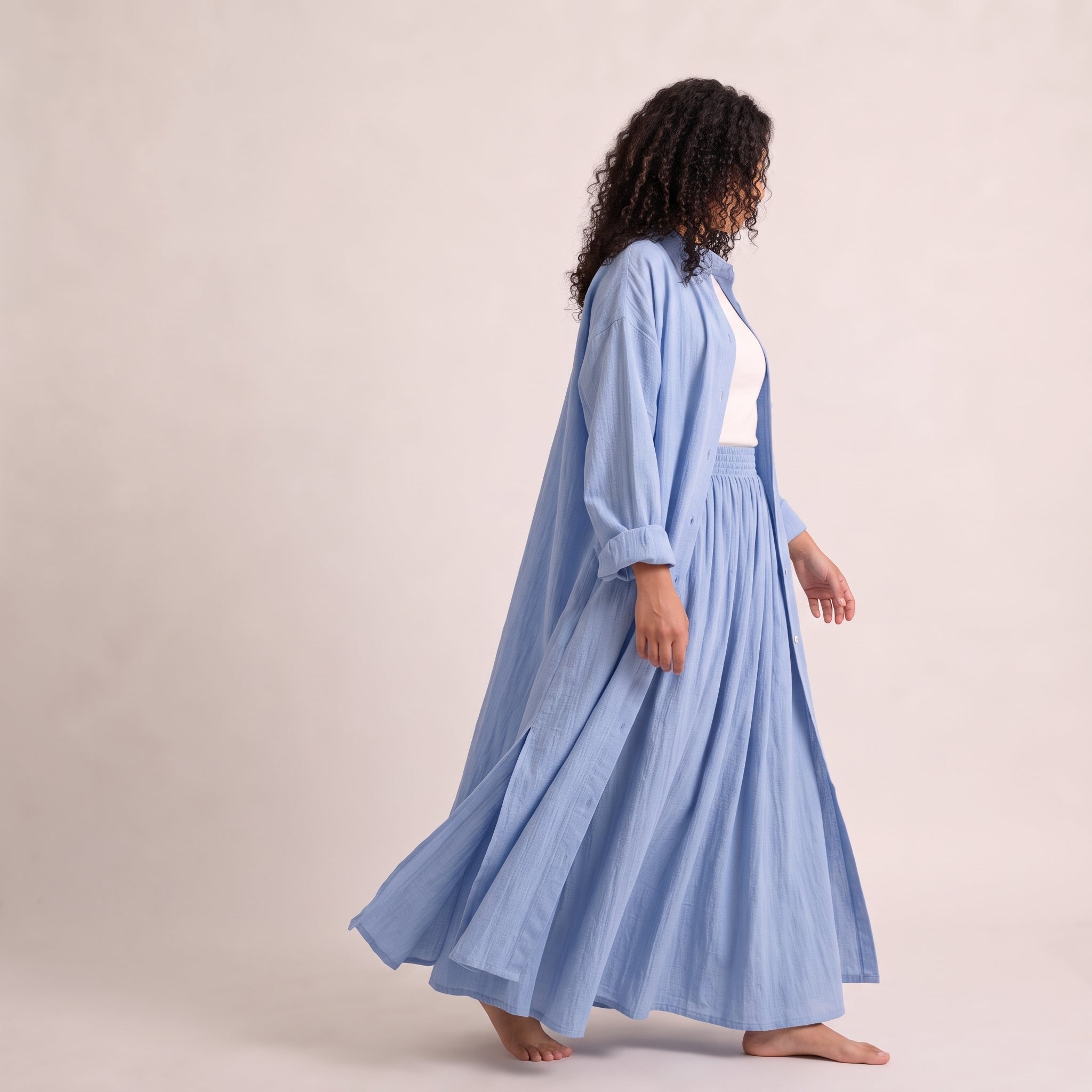 Ensemble TIFA en Lin Froissé Bleu