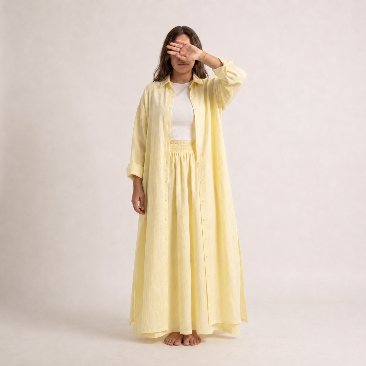 Ensemble TIFA en Lin Froissé butter yellow