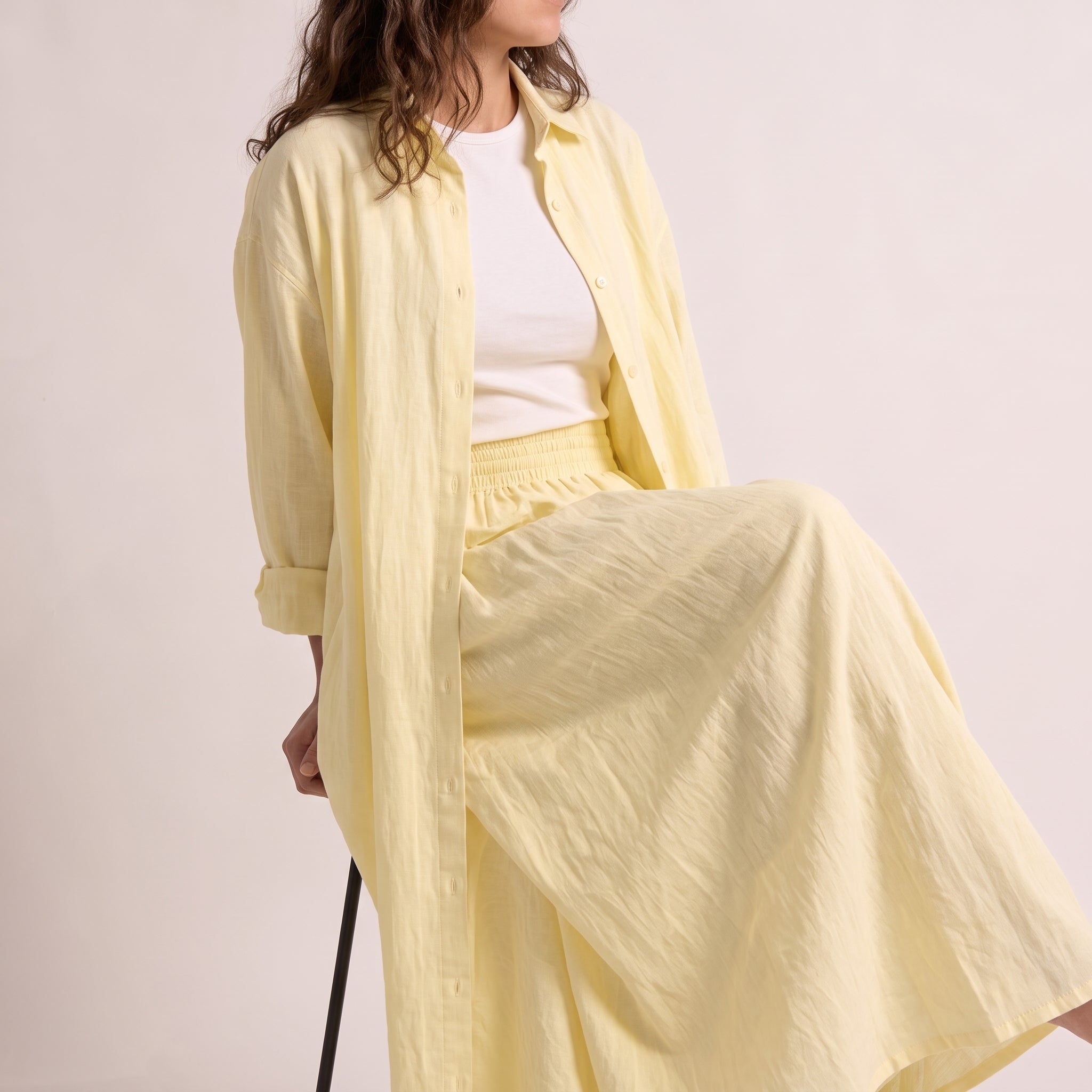 Ensemble TIFA en Lin Froissé butter yellow